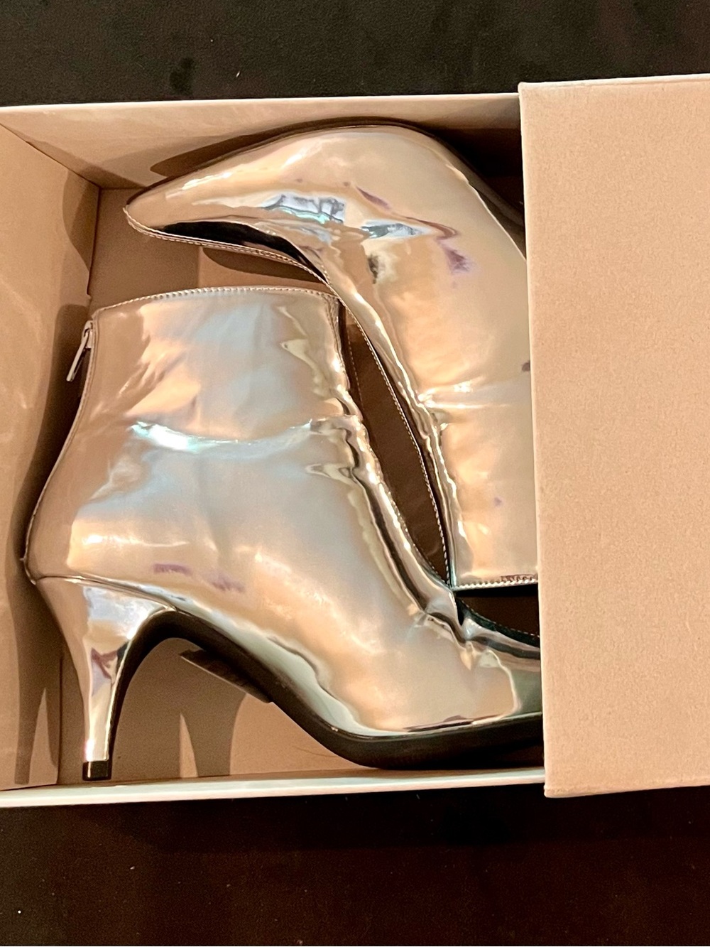 Urban Outfitters Iridescent Silver Pointed Ankle Booties